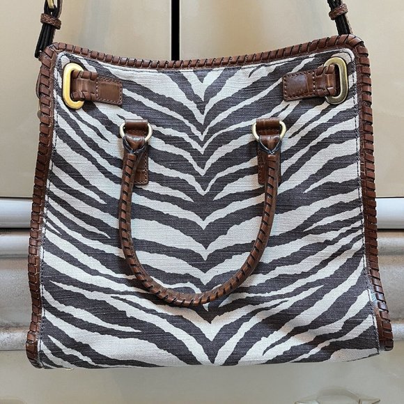 Michael Kors Hamilton Whipped Tiger Animal Print Canvas Brown Hand Shoulder Bag - Picture 3 of 12